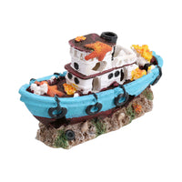 Aquatic Aquarium DecoLED Boat Ship Wreck Fish Tank Ornament 7x10x18cm