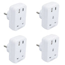 UK To EU Travel Socket Adaptor 2 Pin to 3 Pin Plug + C / USB Charging Ports