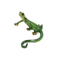 Green Speckled Gecko Lizard Resin Wall Shed Sculpture Statue House Full Set