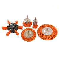 5pc Nylon Abrasive Filament Brush Drill Spindle 6mm Shank De Burring Rust TE876