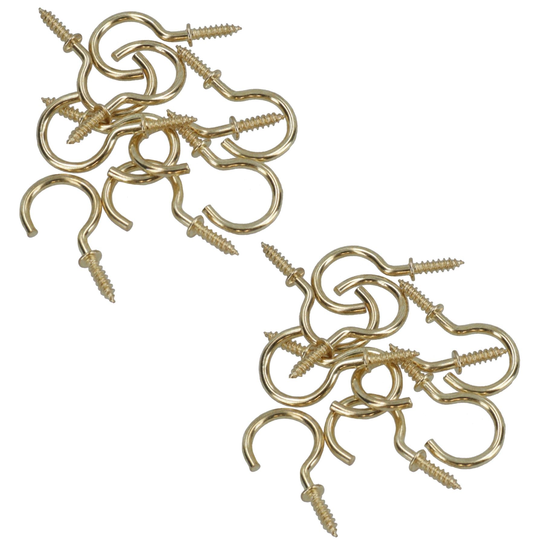 Shouldered Screw Hooks Fasteners Hanger Brass Plated 15mm Dia 25mm Length