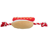 Dog Puppy Gift Hot Dog Food Themed Soft Plush Squeaky Toy Present