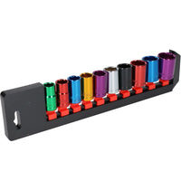 Metric 1/2" Drive Shallow Colour Coded Sockets 6 Sided 13mm – 24mm 10pc