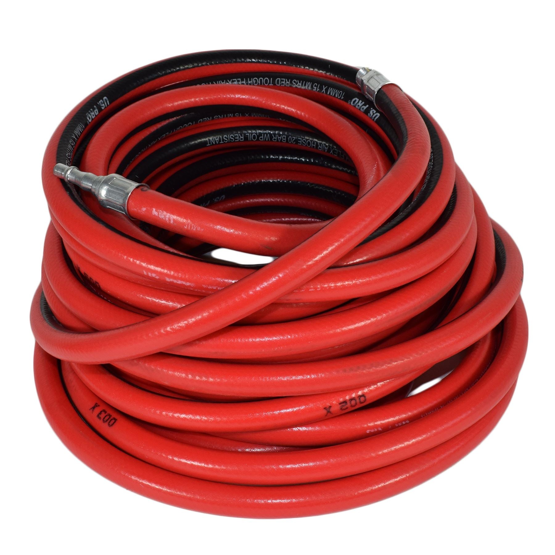 15 Metres 50 Feet Airline Air Hose 10mm Internal Soft Rubber 3/8 BSP US Pro