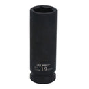 19mm 1/2" Drive Double Deep Metric Impacted Impact Socket Single Hex 6 Sided