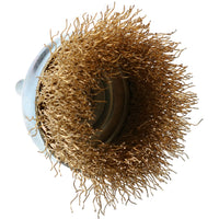 50mm / 75mm Steel Wire Cup Brush For Drills Brass Coated Rust Paint Remover