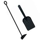 D Ash Rake Scraper, Shovel & Gloves Wood Burner Fire Coal Steel Metal Black