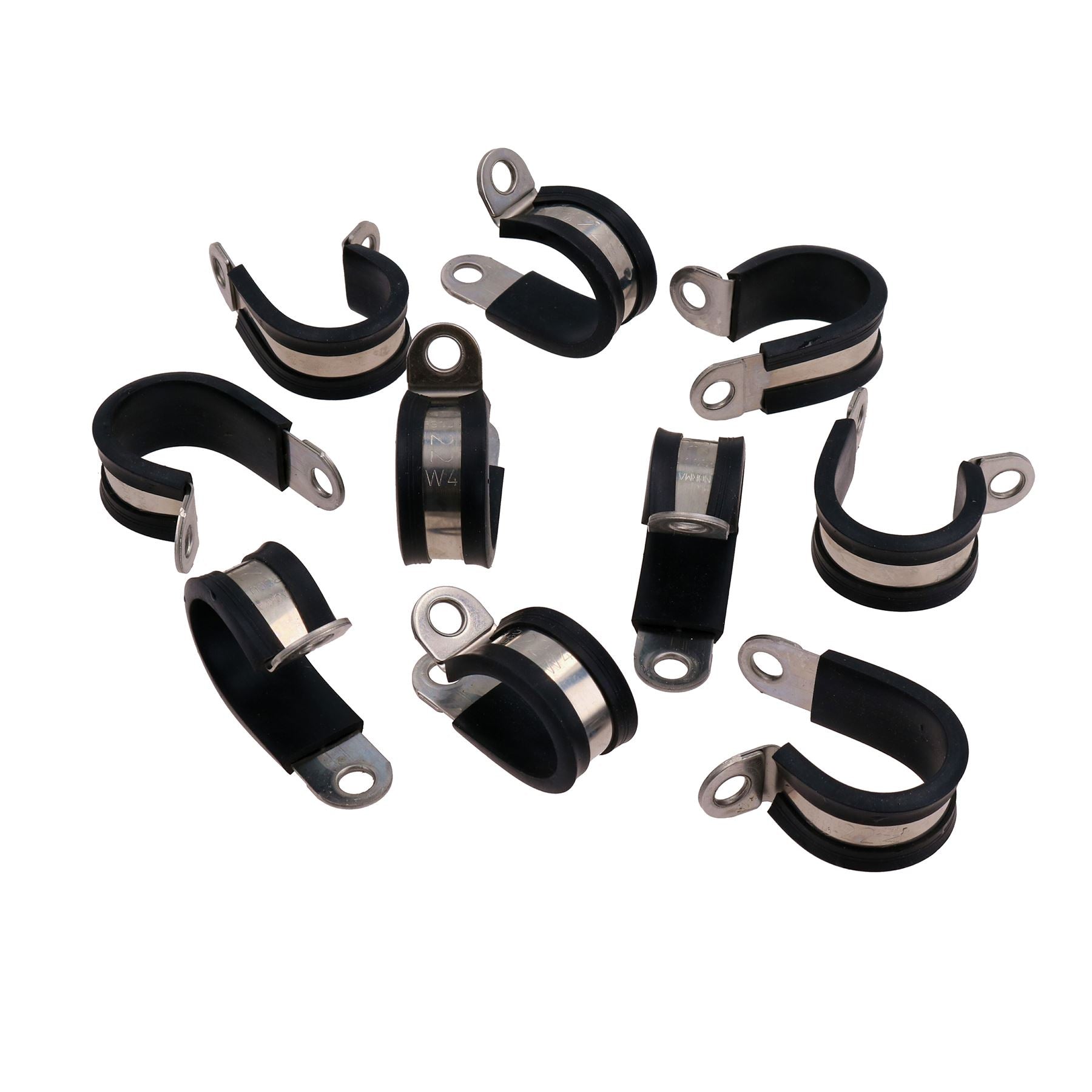 Pack of 10 Stainless Steel Rubber Lined P Clips Pipe Cable Clamp