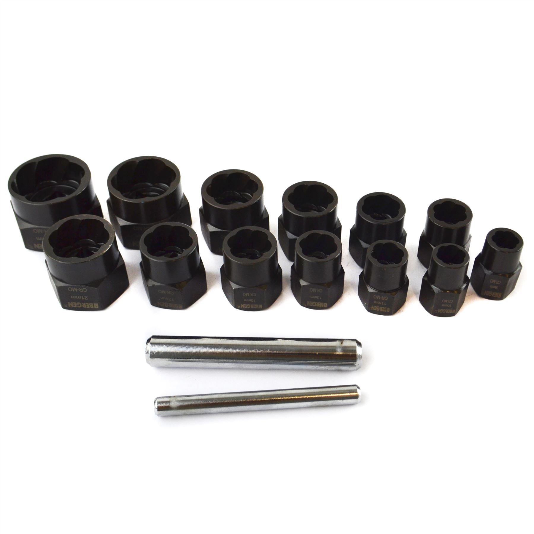 15pc 3/8" 1/2" Dr Bolt Nut Twist Socket Wheel Lock Nut Remover Extractor 9-27mm