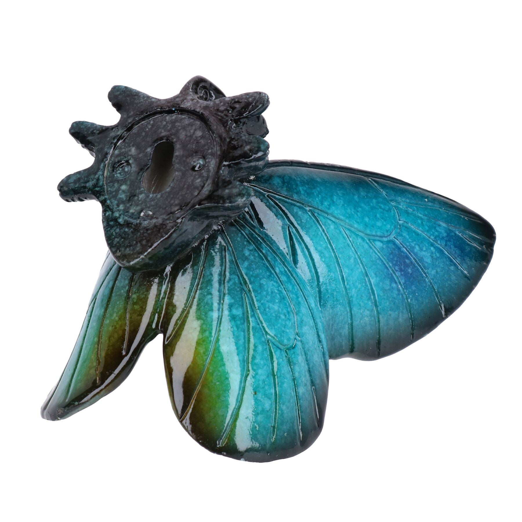 Green & Blue Wall Mount Butterflies Resin Shed Sculpture Statue House Garden