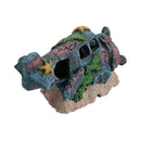 Aquatic Aquarium Deco LED Crashed Airlplane Fish Tank Ornament 9x10x18cm