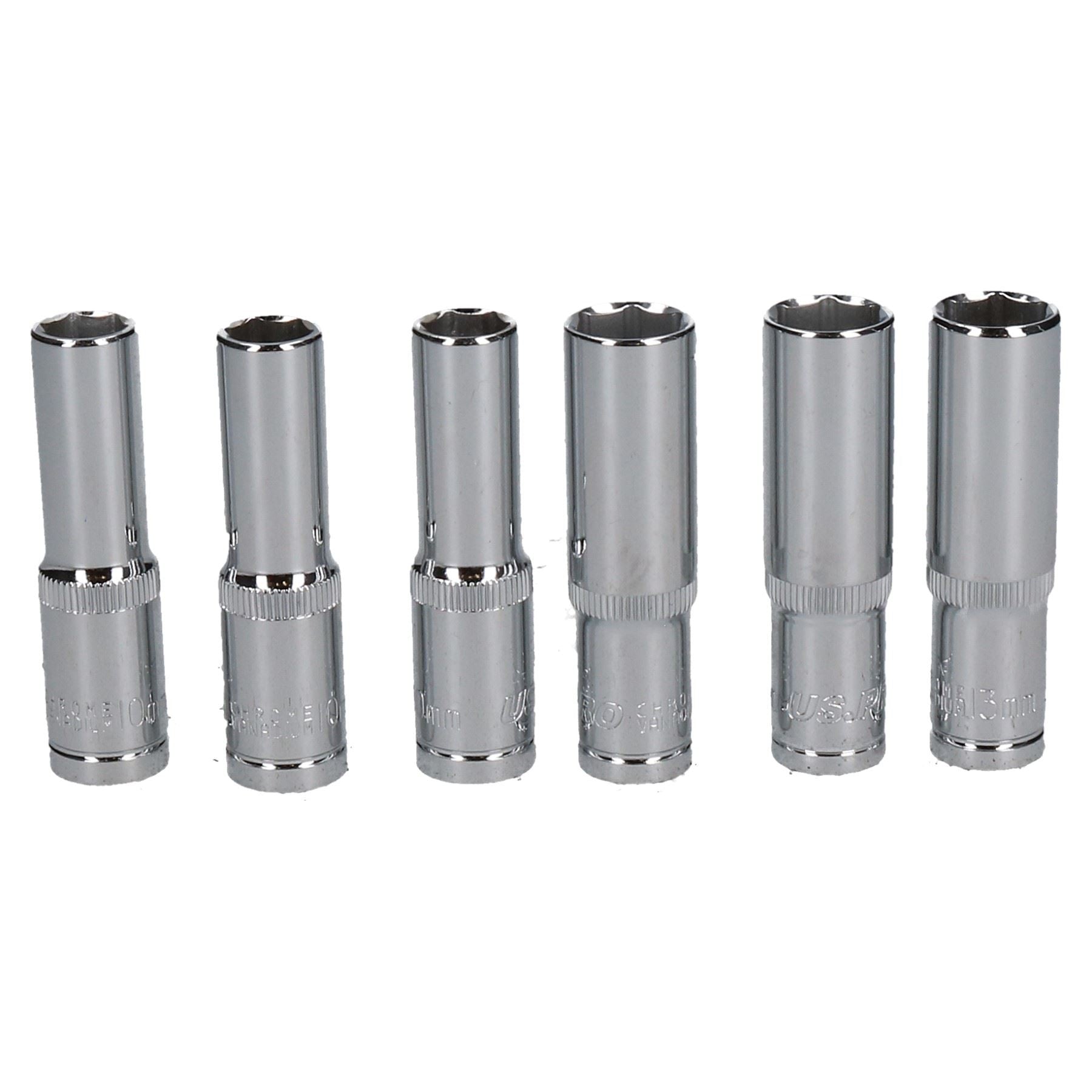 3 x 10mm and 3 x 13mm Metric 3/8" Drive 6 Sided Single Hex Deeps Socket 6pc