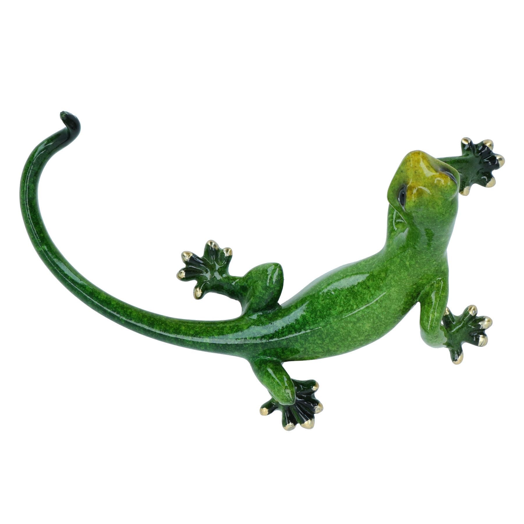 Green Speckled Gecko Lizard Resin Wall Shed Sculpture Statue House Full Set