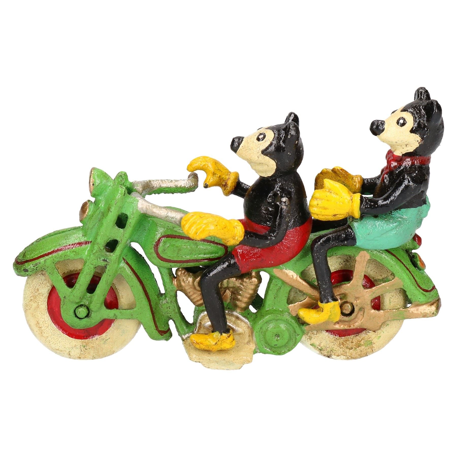 Mickey Mouse On Motorcycle Motor Bike Mascot Figure Statue Cast Iron Disney