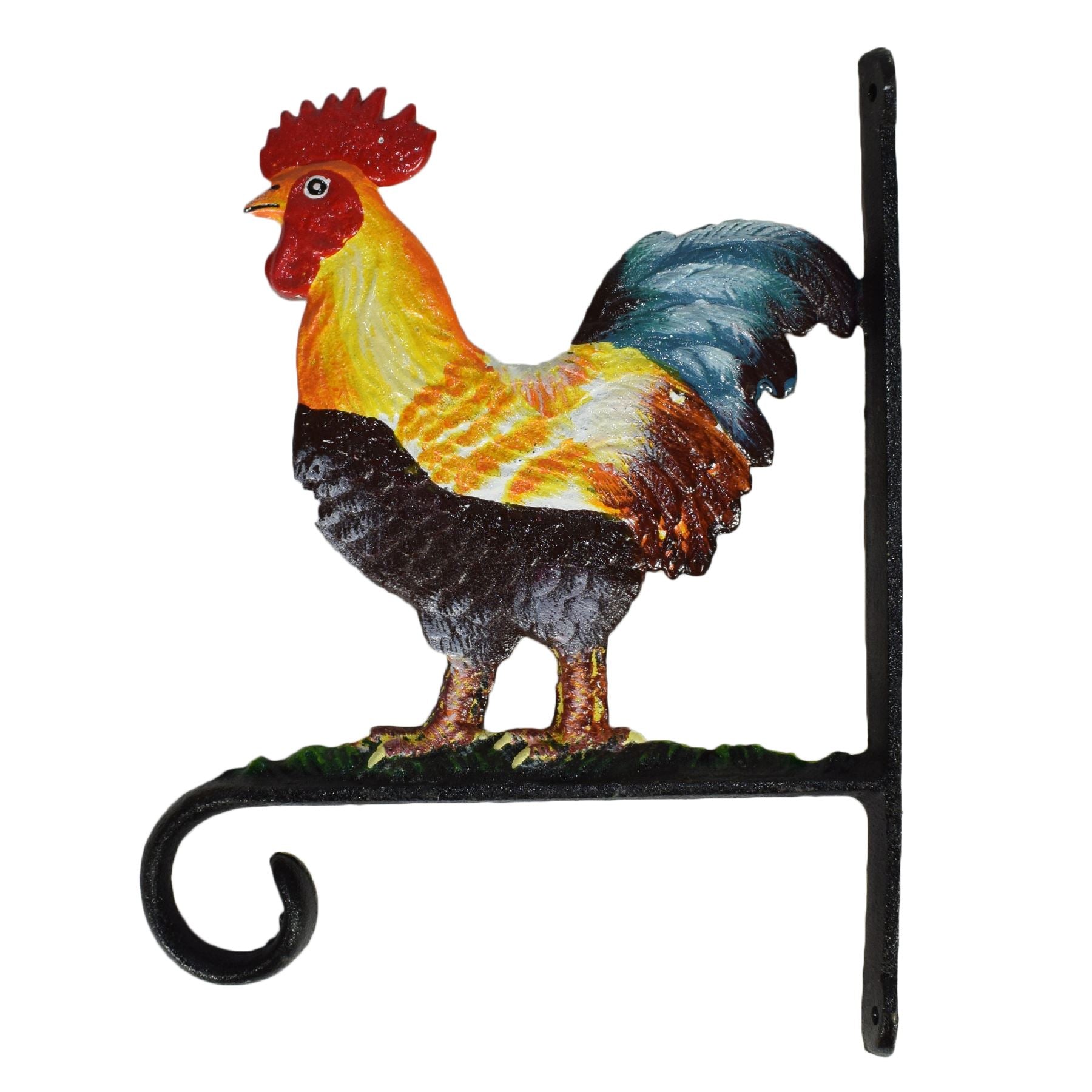 Cockerel / Chicken Basket Flower Hook / Hanger Farm Cast Iron Door Wall House