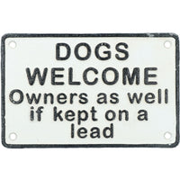 Dogs Welcome Cast Iron Sign Plaque Door Wall House Fence Gate Post Garden