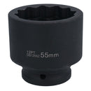 55mm 3/4in Drive Metric Shallow Impact Hub Wheel Nut Socket 12 Sided Bi-Hex