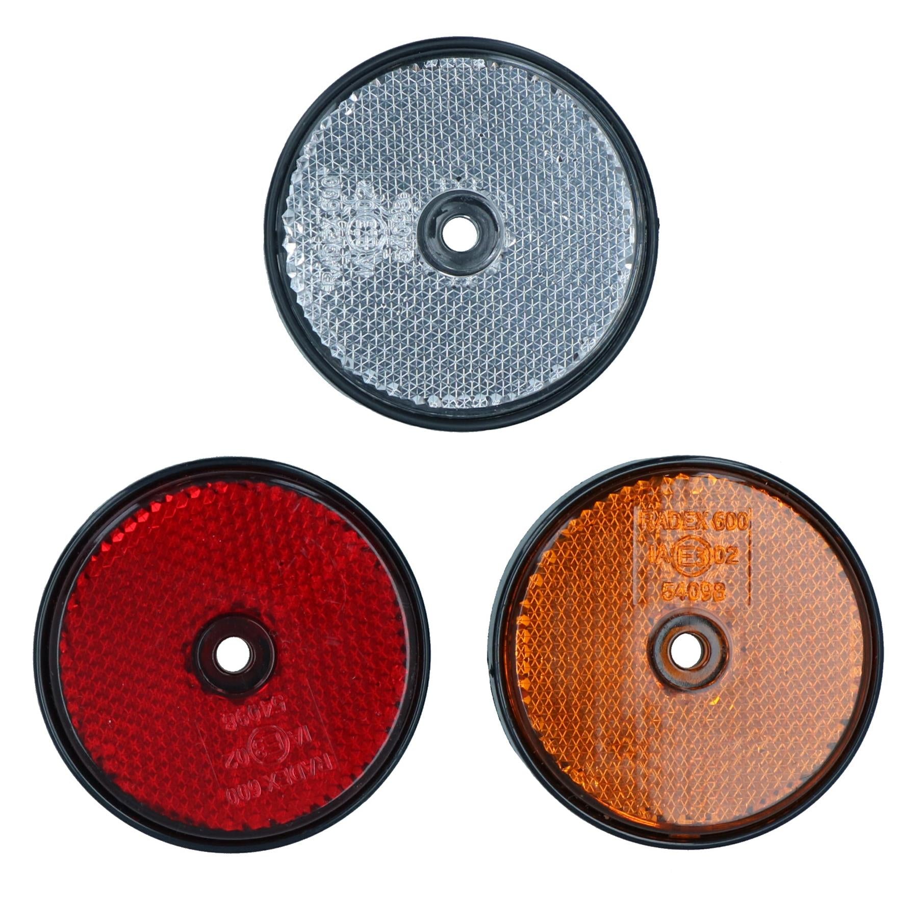 Round Side Reflectors Amber, Red or White for Trailers Fence / Gate Posts