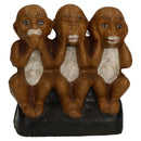 3 Three Wise Monkeys Chimps Ornament Figure Statue Cast Iron Hear Speak See