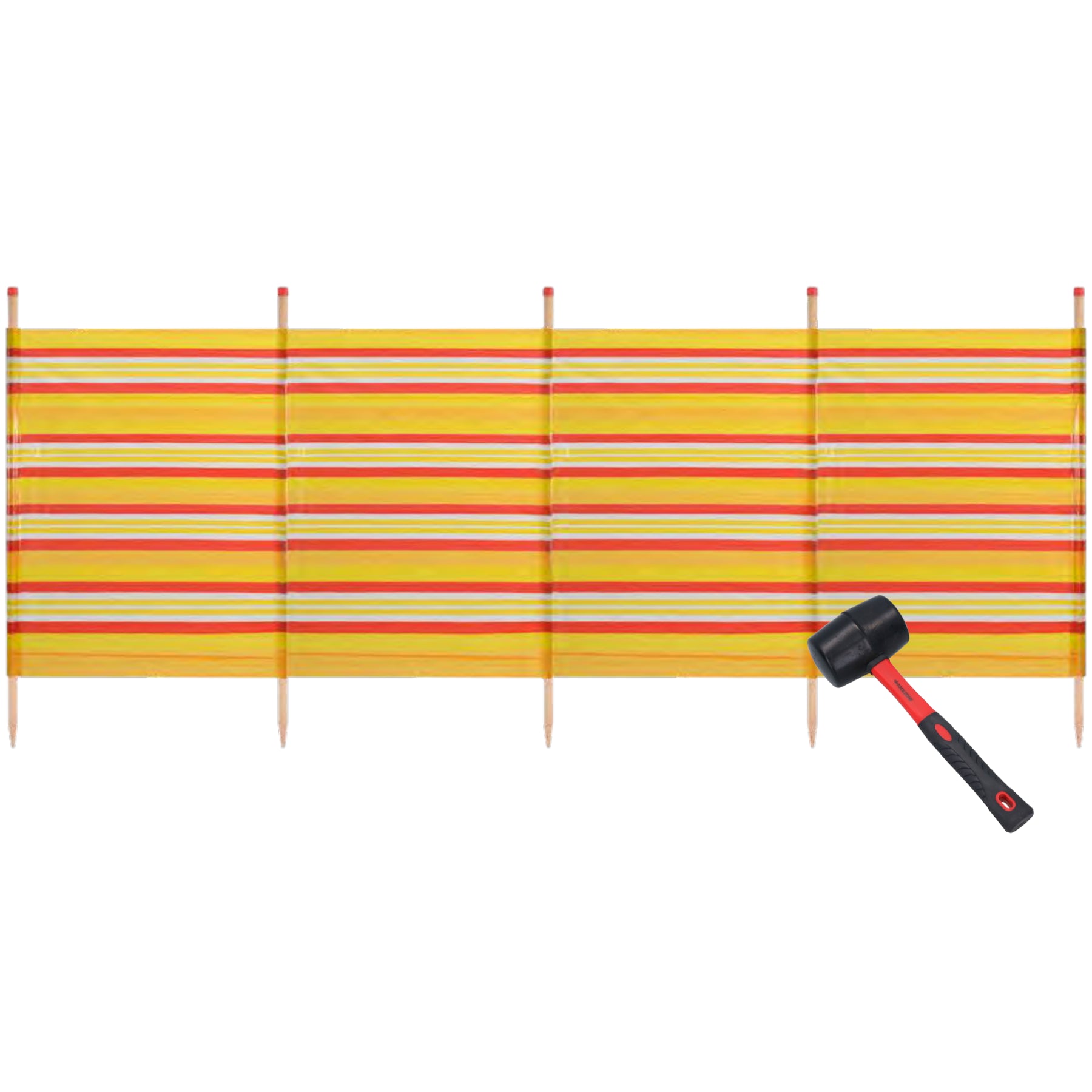 5 Pole Windbreak Beach Shelter 1.5m by 2.8m Screen Privacy Yellow Stripe