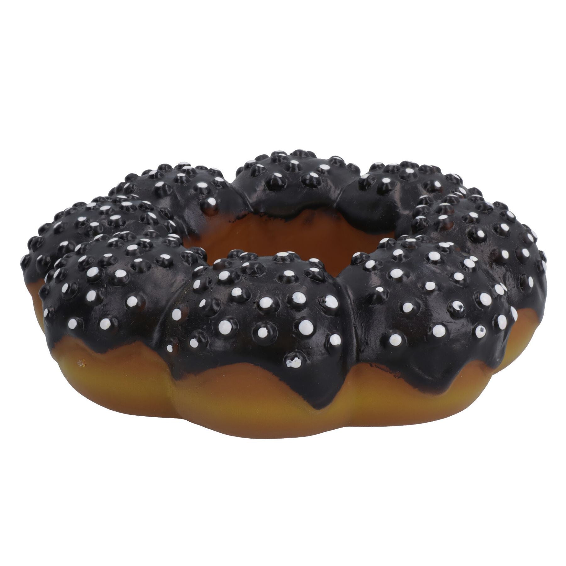 Pet Dog Vinyl Black Donut Food Dog Toy Play Toy With Squeak 4x4x14cm