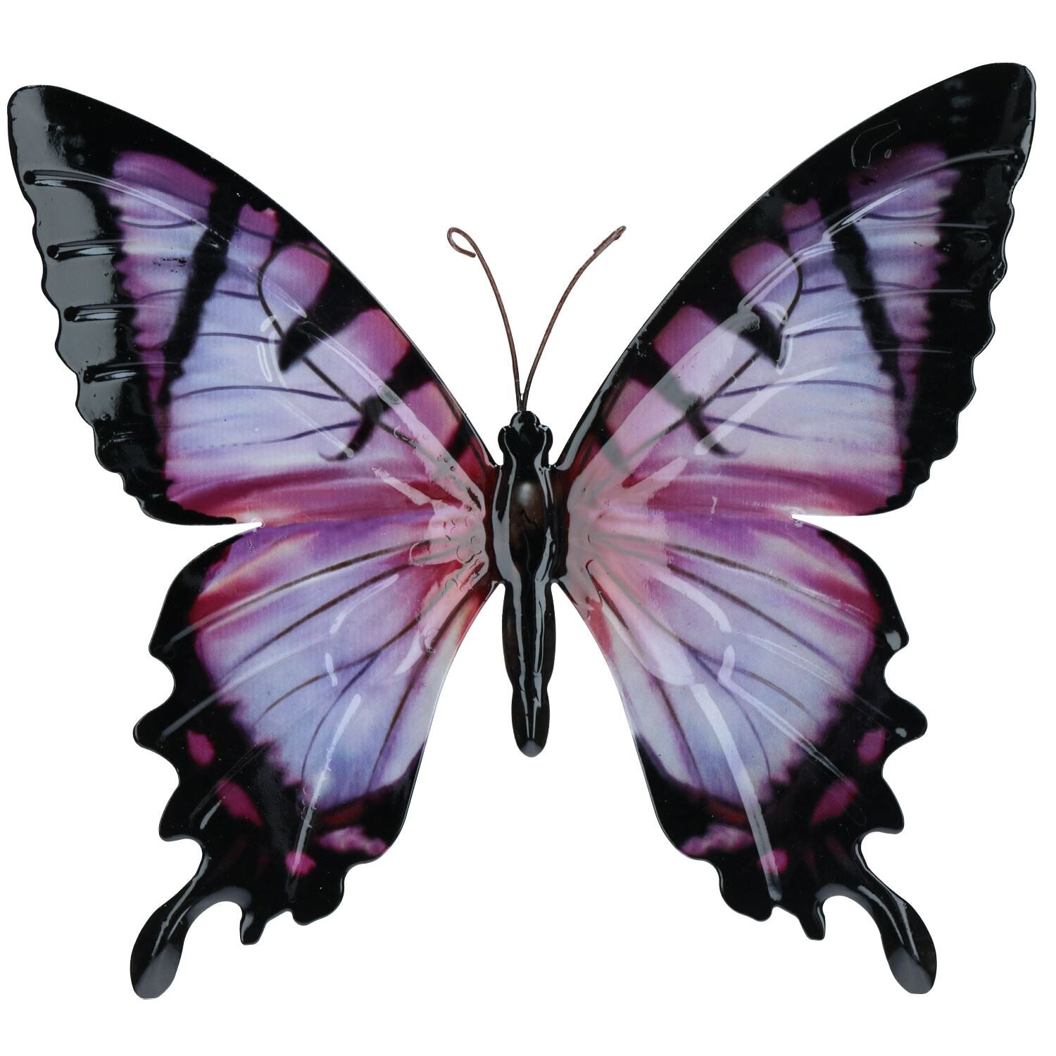 Pink & Black Metal Butterfly Garden/Home Wall Art Ornament 35x32cm