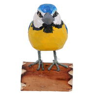 Small Metal British Bird Hand Carved Wooden Blue Tit Home Garden Décor Gift