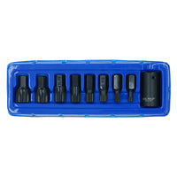 Impact Impacted Spline Bits Sockets with 1/2in Drive Bit Holder M6 – M18 9pc Set