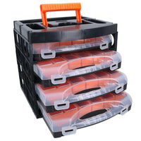 4 Tray Poly Tool Storage Organiser Case Holder with Removable Compartments