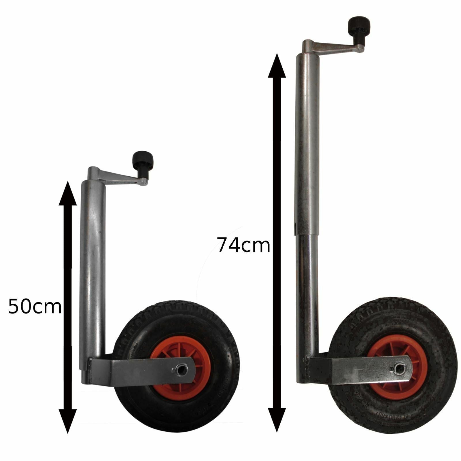 48mm Pneumatic Puncture Proof Jockey Wheel & Clamp Caravan Trailer Blow Up