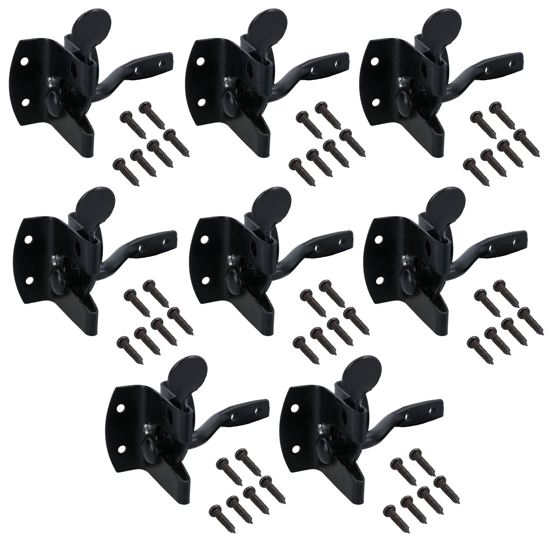 Auto Automatic Gate Latch Catch + Striker Thumb Release Black Powder Coated