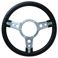 13" Traditional Classic Car Steering Wheel Black Vinyl 3 Spoke Centre 6 Hole