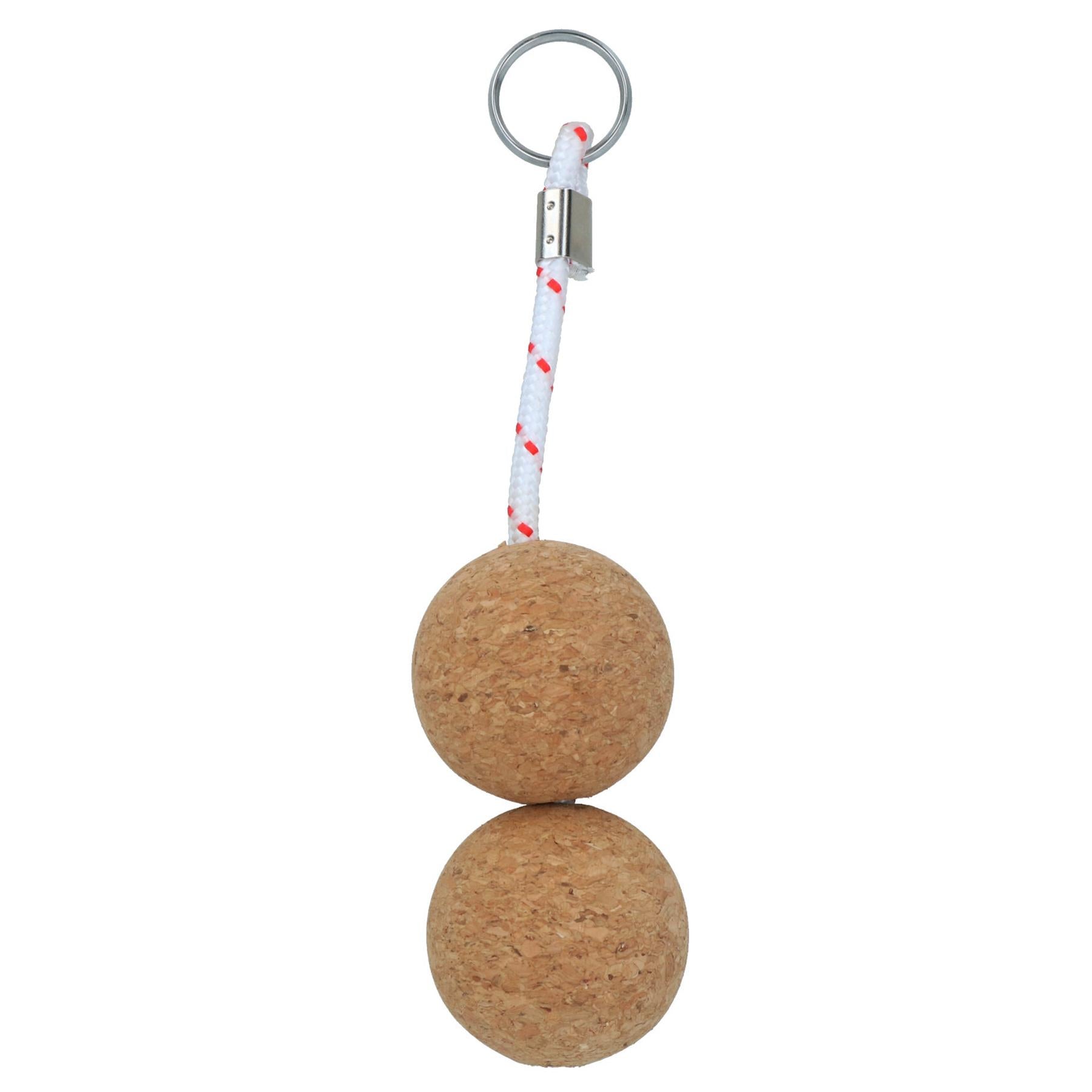 52mm Floating Cork Twin Ball Keyring Key Float Boat Fishing Sailing Buoyant Ring