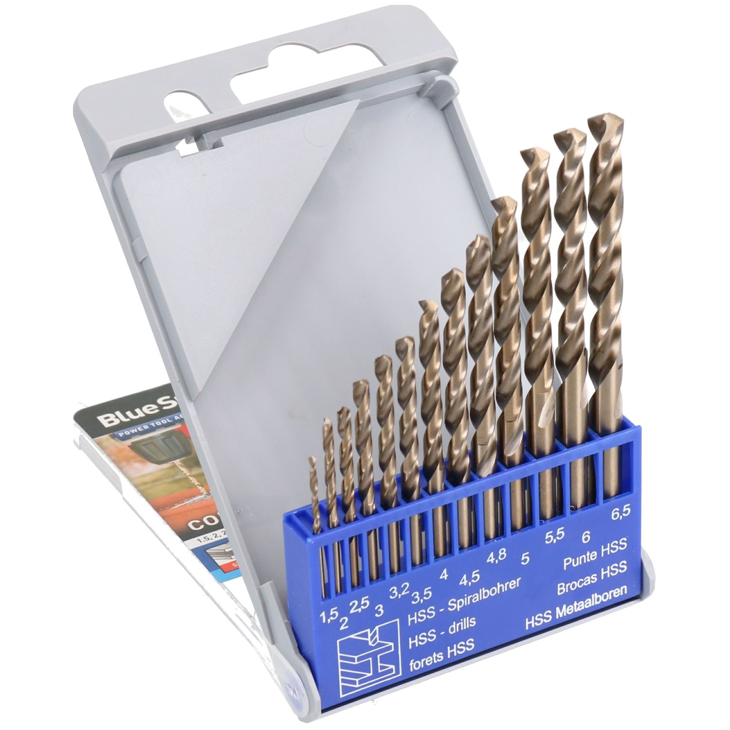 13pc HSS Cobalt Twist Drill Bit Set Metric MM Sizes 1.5mm - 6.5mm Drilling