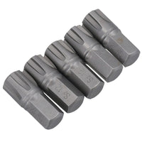 5 Pack M5 - M13 Male 30mm Ribe Bits With 10mm Hex End S2 Steel