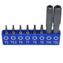 Male Torx And Tamper Torx Bit Set T5 - T50 with 1/4" Bit Adapter 16pcs Bergen