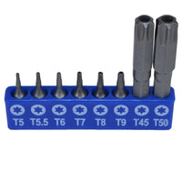 Male Torx And Tamper Torx Bit Set T5 - T50 with 1/4" Bit Adapter 16pcs Bergen