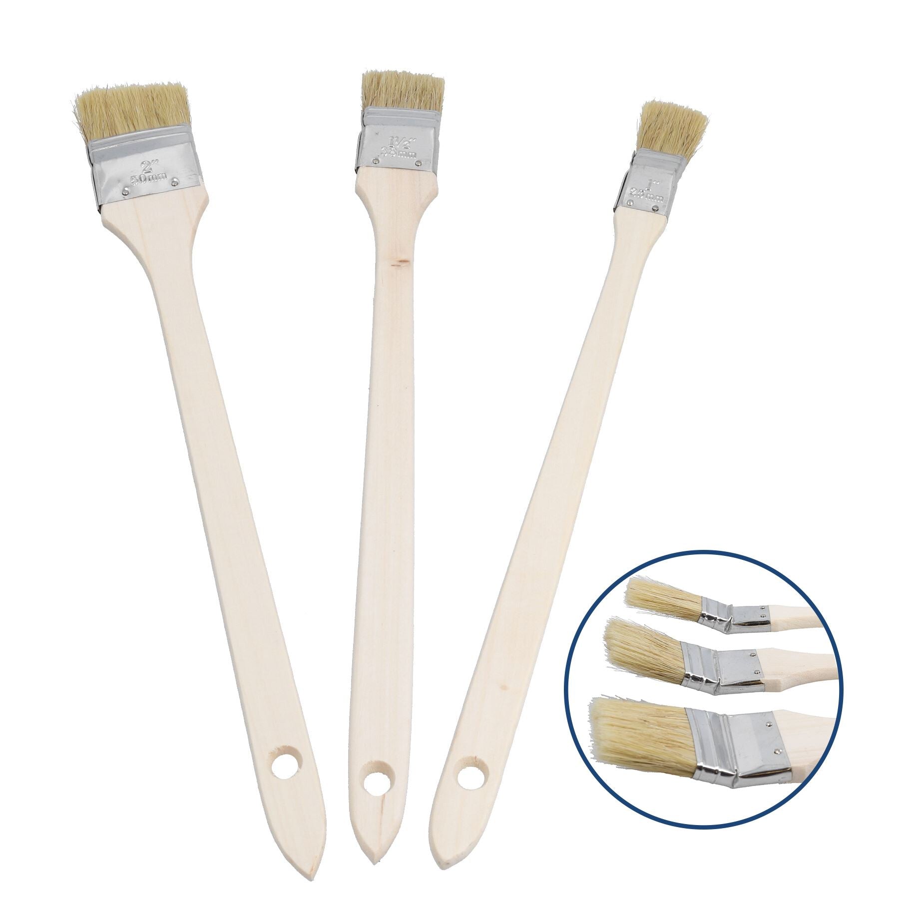 Long Reach Angled Radiator Paint Brush 3pc Set 25mm – 50mm Width 400mm