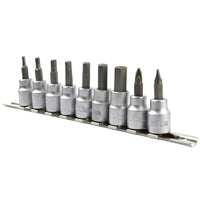 9pc Hex Allen Alan Key Bit Set Screwdriver Bits Pozi Flat 3/8" dr Sockets TE610