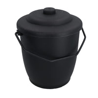 Coal Bucket & Lid Black Plastic Ash Tidy Bin Coal Carrier Fire Log Burner Kindling