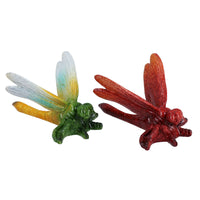 Green / Red Wall Mount Dragonflies Resin Shed Sculpture Statue House Garden