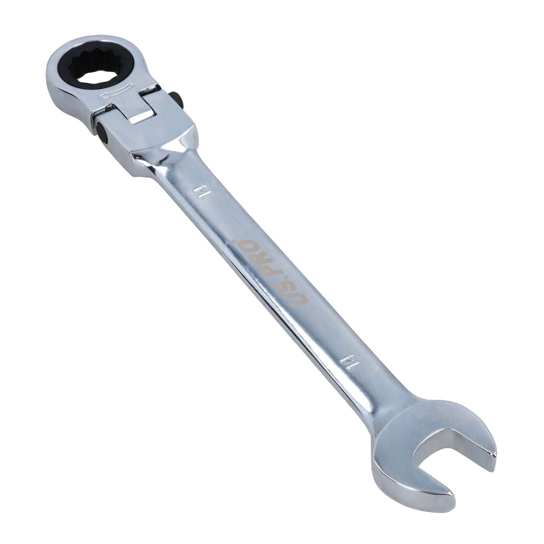 Flexible Headed Ratchet Combination Spanner Wrench with Integrated Lock