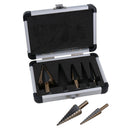 4mm - 35mm HSS - G Step Drill Cone Conical Cutter Drill Bits 5pc Set In Case