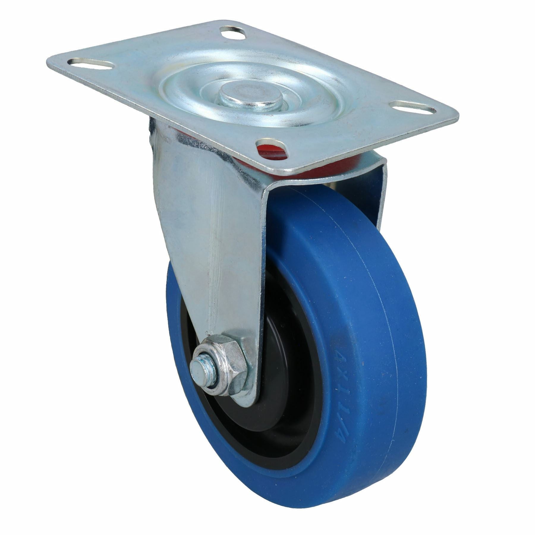 100mm Swivel Castor Wheel with Elastic Rubber Tyre for Trolleys Carts Furniture