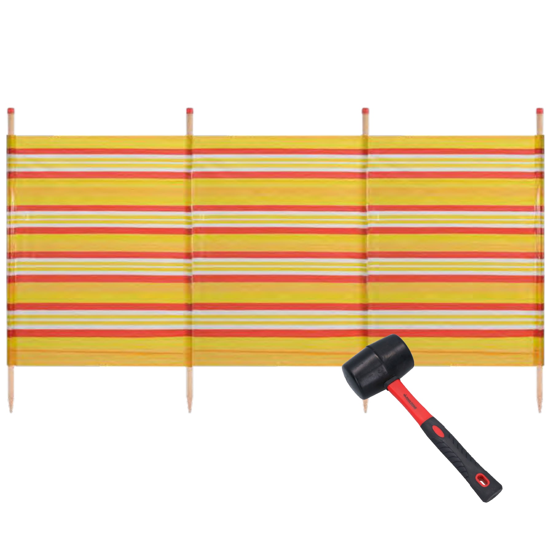 4 Pole Windbreak Beach Shelter 1.2m by 2.2m Screen Privacy Yellow Stripe