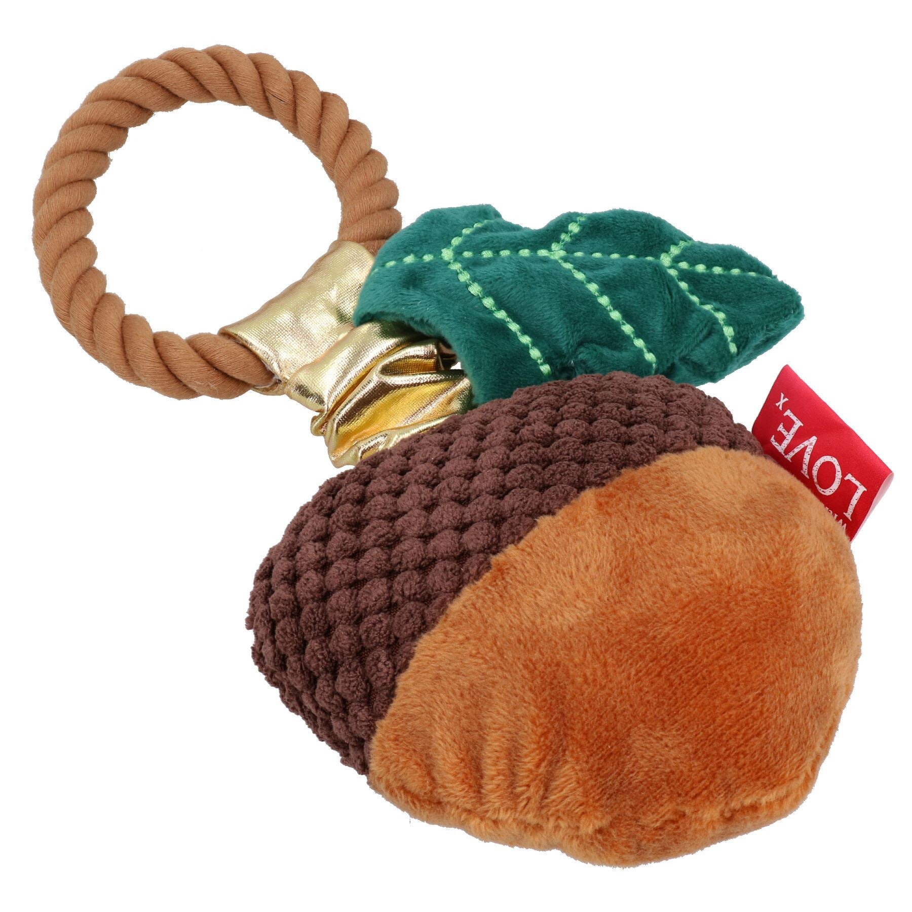 Dog Christmas Gift Stretchy Squeaky Acorn Plush Play Toy Tug Fun Xmas Present