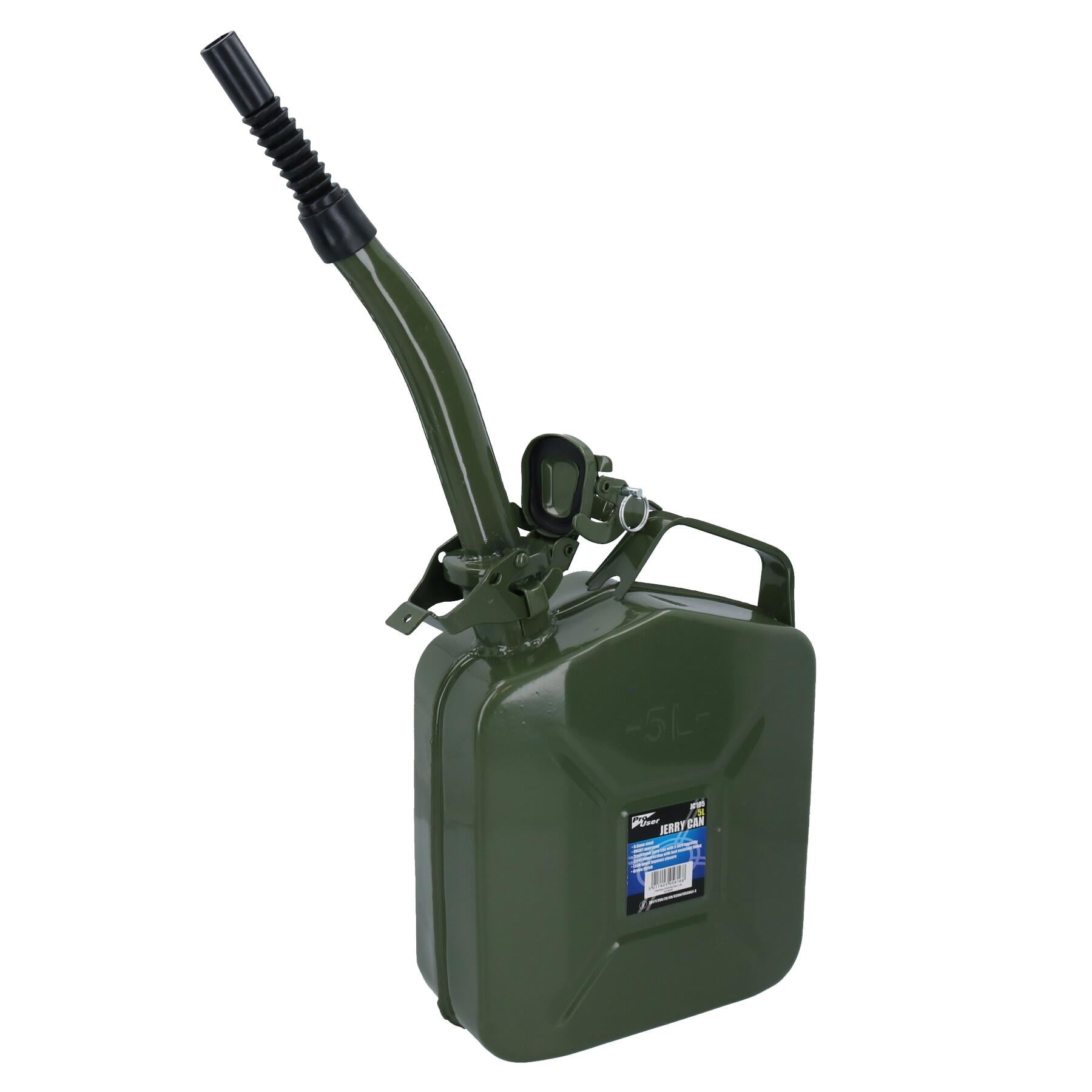 5 Litres Metal Fuel Jerry Can Holder Storage Container + Flexible Fuel Spout Pourer