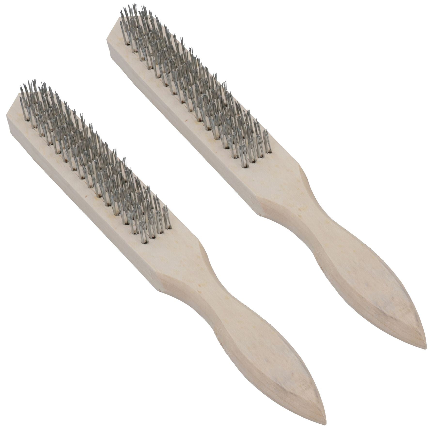 Wire Cleaning Brush 4 Rows of Steel Wire Bristles with Wooden Handle