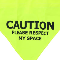 Medium/Large Hi Vis Yellow Respect My Space Warning Bandanna for Dogs