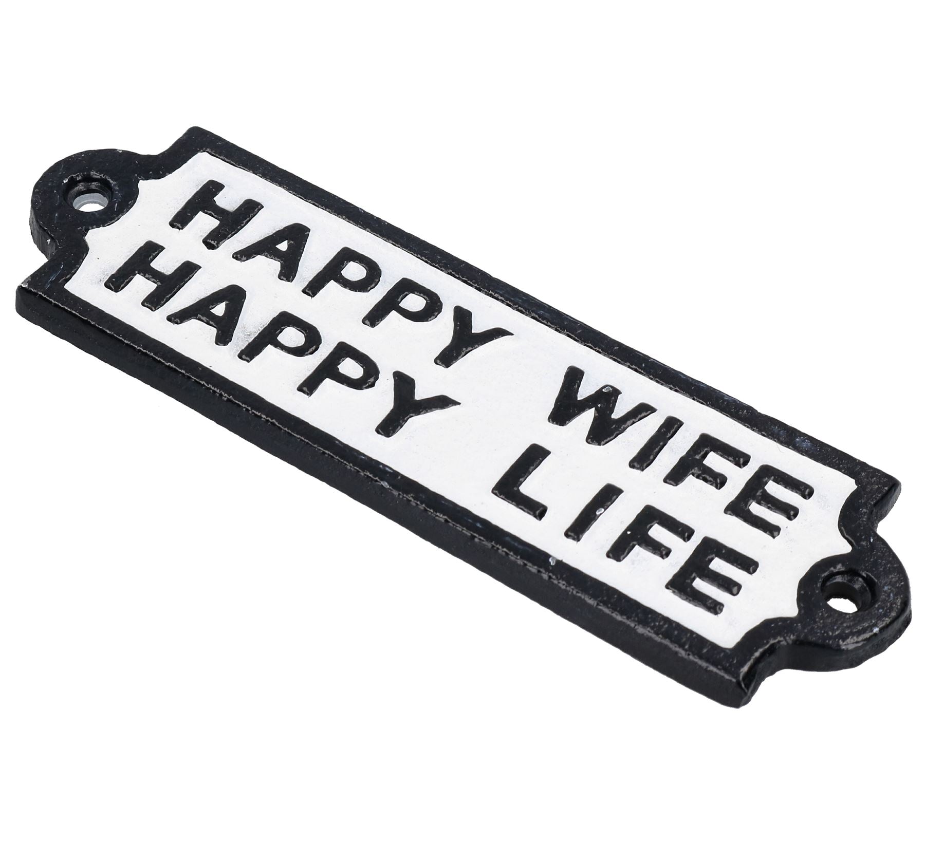 Happy Wife Happy Life Cast Iron Sign Plaque Wall Door Fence Gate Post House